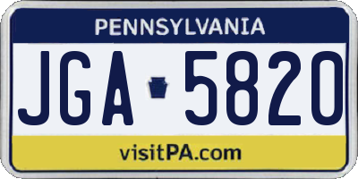 PA license plate JGA5820