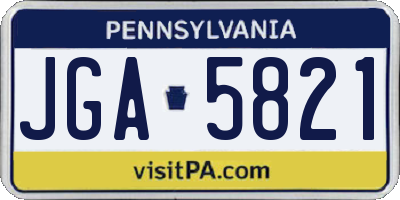PA license plate JGA5821