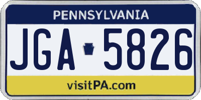 PA license plate JGA5826