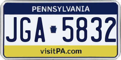 PA license plate JGA5832