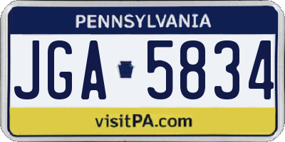PA license plate JGA5834