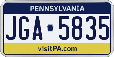 PA license plate JGA5835
