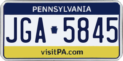PA license plate JGA5845