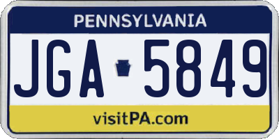 PA license plate JGA5849
