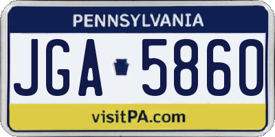 PA license plate JGA5860