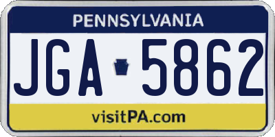 PA license plate JGA5862