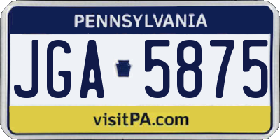 PA license plate JGA5875