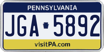 PA license plate JGA5892