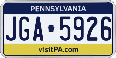 PA license plate JGA5926