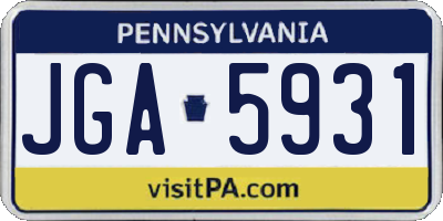 PA license plate JGA5931