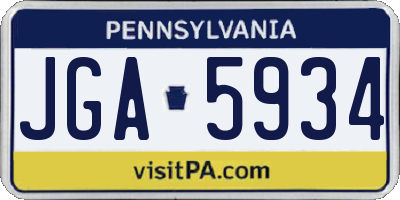 PA license plate JGA5934