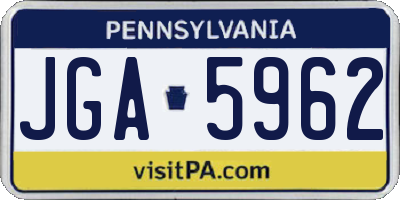 PA license plate JGA5962