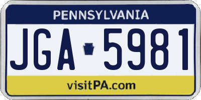 PA license plate JGA5981