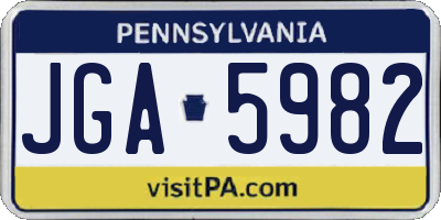 PA license plate JGA5982