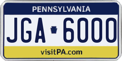 PA license plate JGA6000