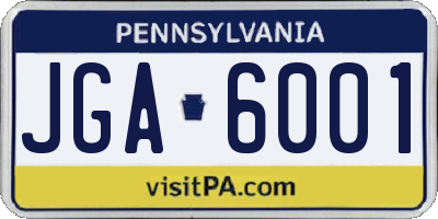 PA license plate JGA6001