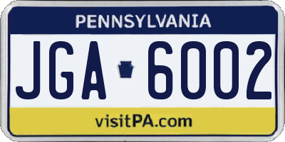 PA license plate JGA6002