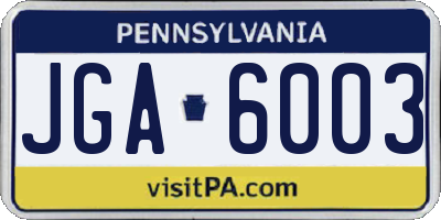 PA license plate JGA6003