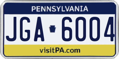 PA license plate JGA6004