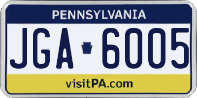 PA license plate JGA6005