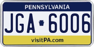 PA license plate JGA6006