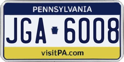 PA license plate JGA6008