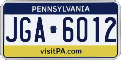 PA license plate JGA6012
