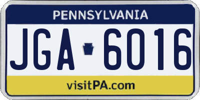 PA license plate JGA6016