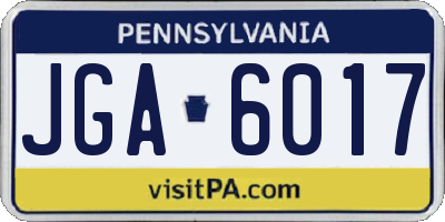 PA license plate JGA6017
