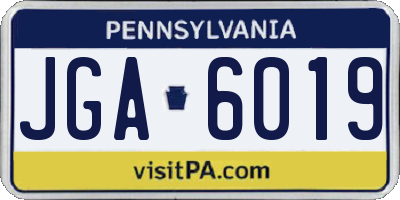 PA license plate JGA6019
