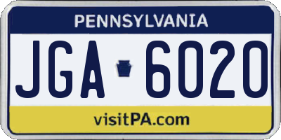 PA license plate JGA6020