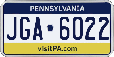 PA license plate JGA6022