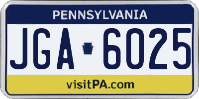 PA license plate JGA6025