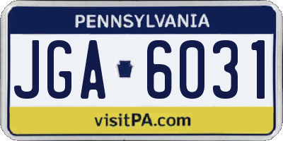 PA license plate JGA6031