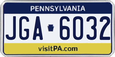 PA license plate JGA6032