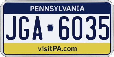 PA license plate JGA6035