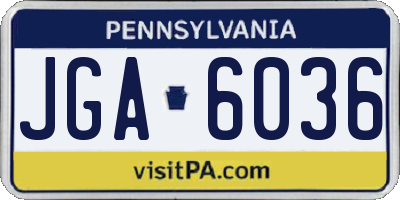 PA license plate JGA6036