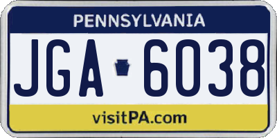 PA license plate JGA6038