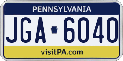 PA license plate JGA6040