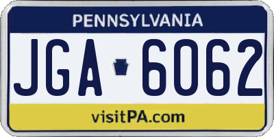 PA license plate JGA6062