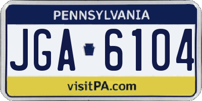 PA license plate JGA6104