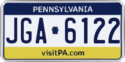 PA license plate JGA6122