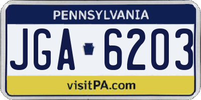 PA license plate JGA6203