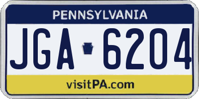 PA license plate JGA6204