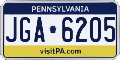 PA license plate JGA6205