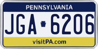 PA license plate JGA6206