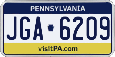 PA license plate JGA6209