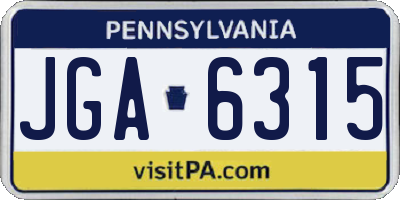 PA license plate JGA6315