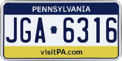 PA license plate JGA6316