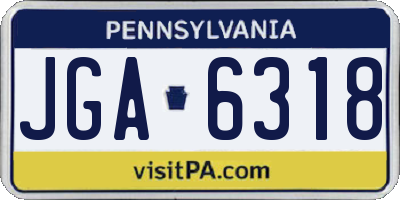 PA license plate JGA6318